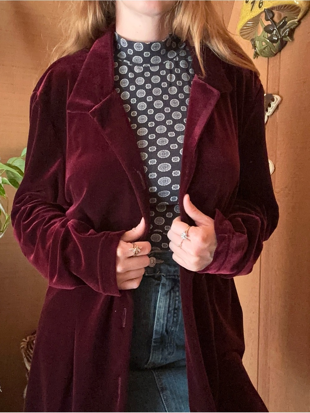 Vintage Burgundy Velvet Blazer | 80s/90s